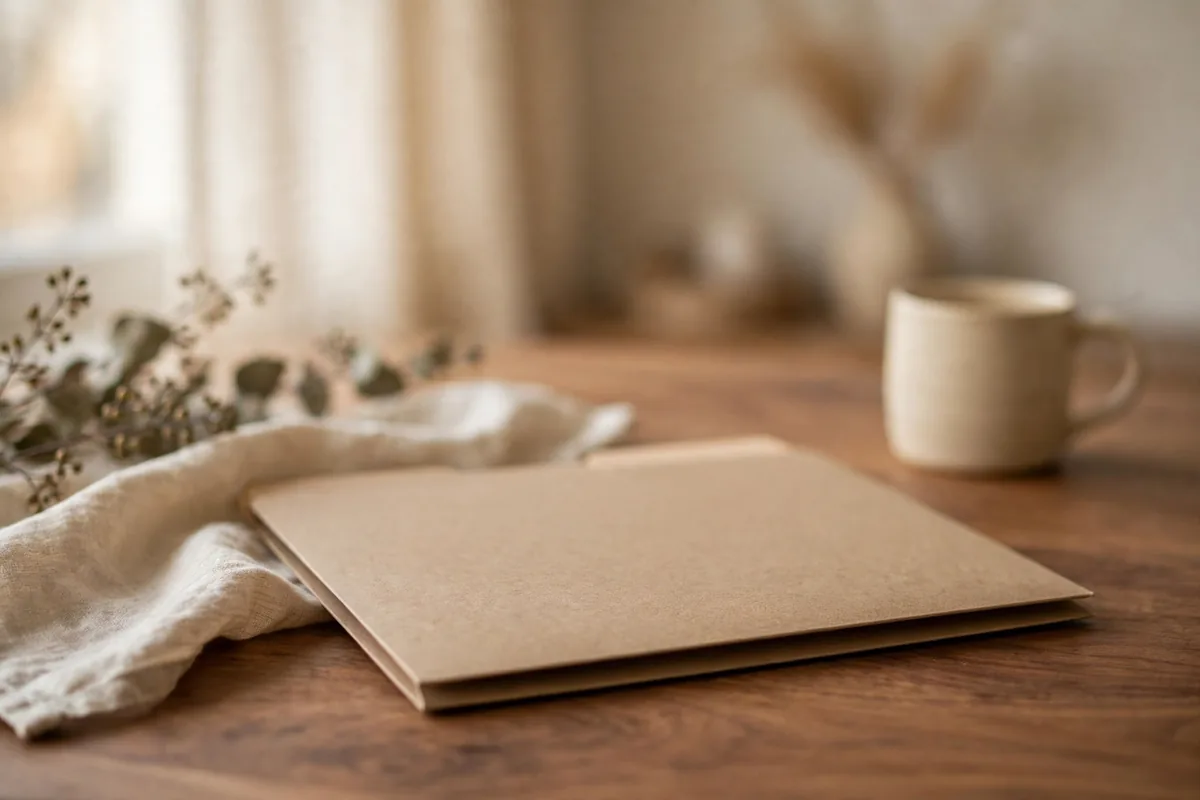 A plain folder on a table