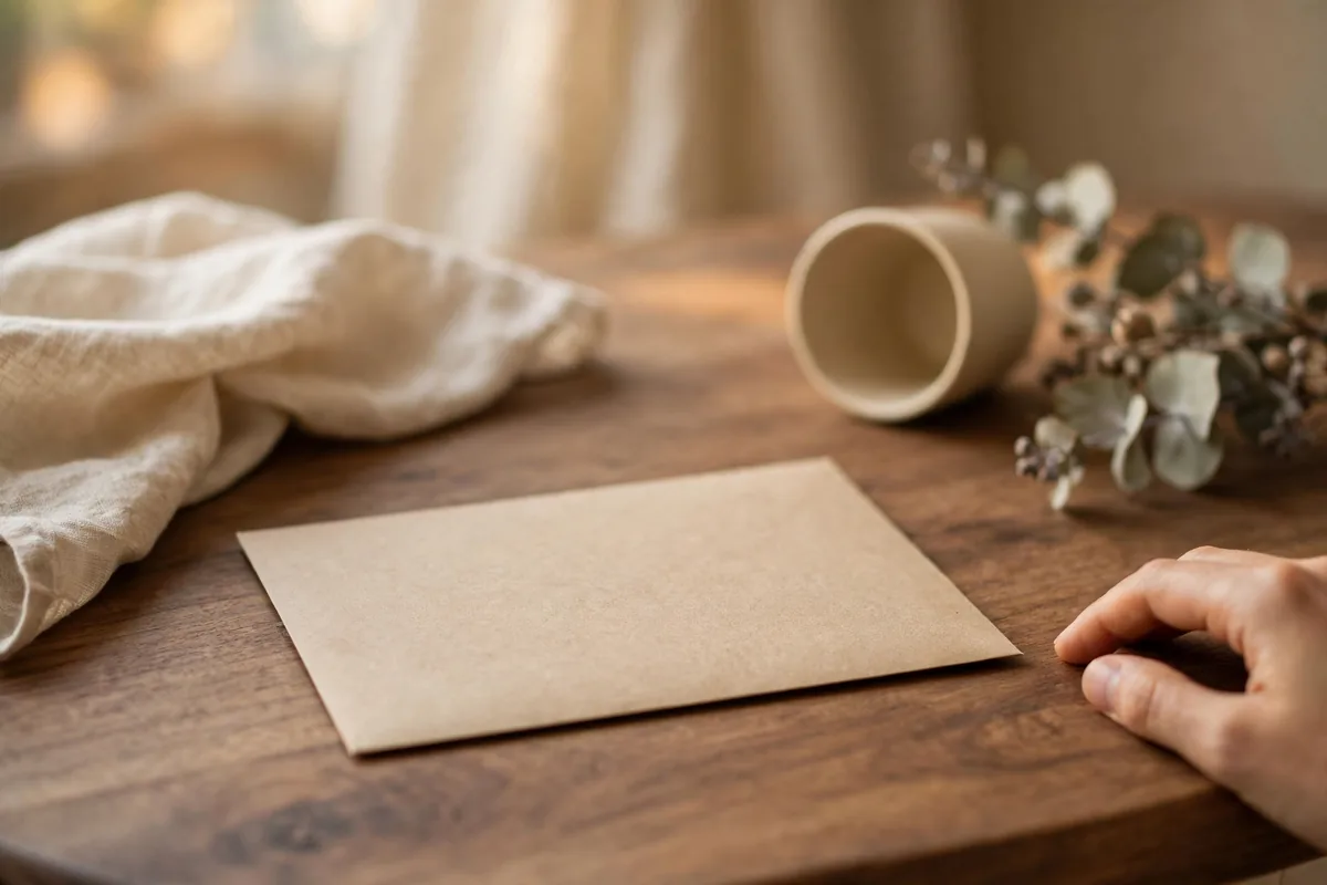 A plain envelope on a table