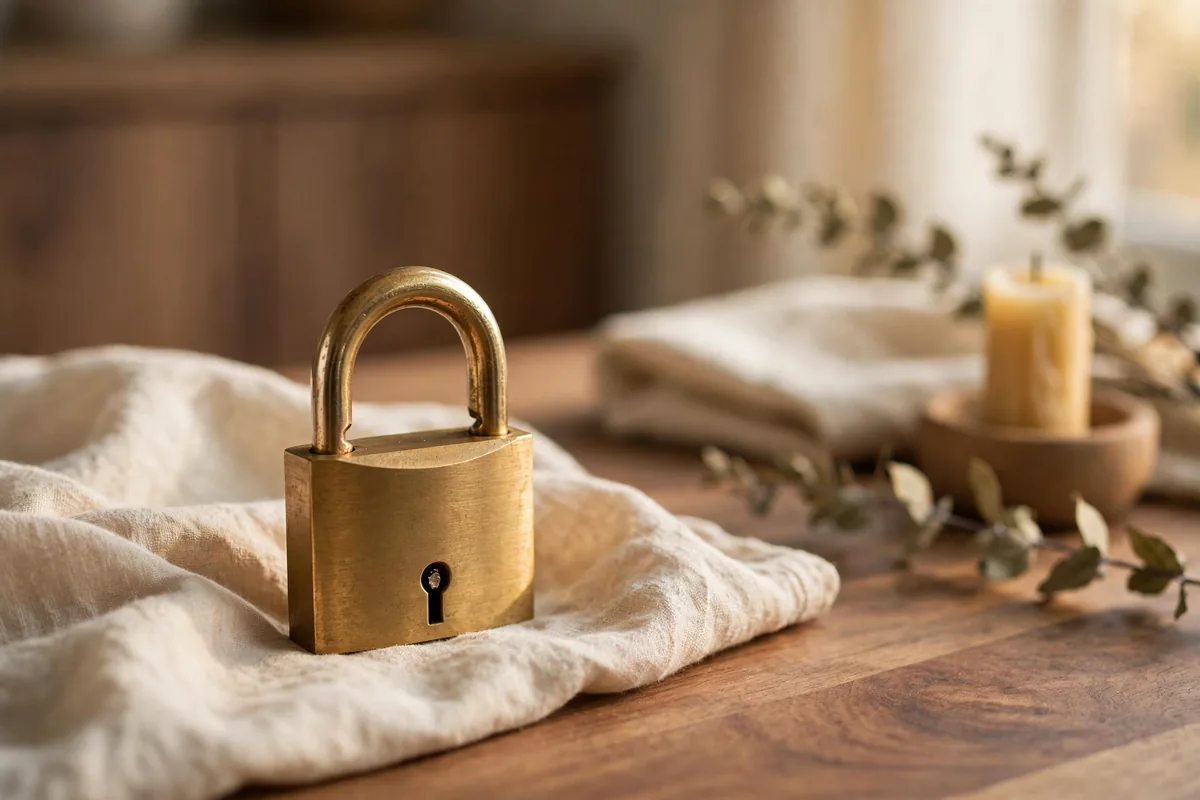 A brass padlock